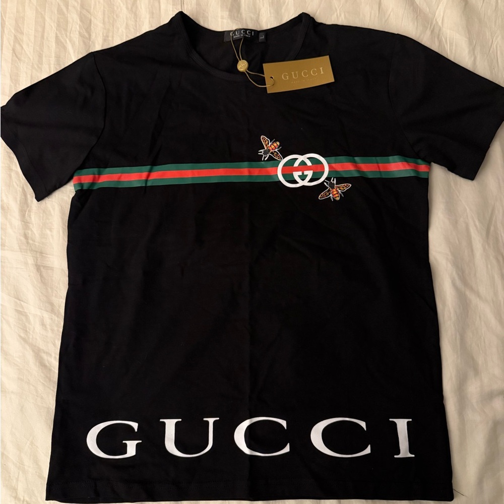 Gucci Black Tee with Butterfly Detail